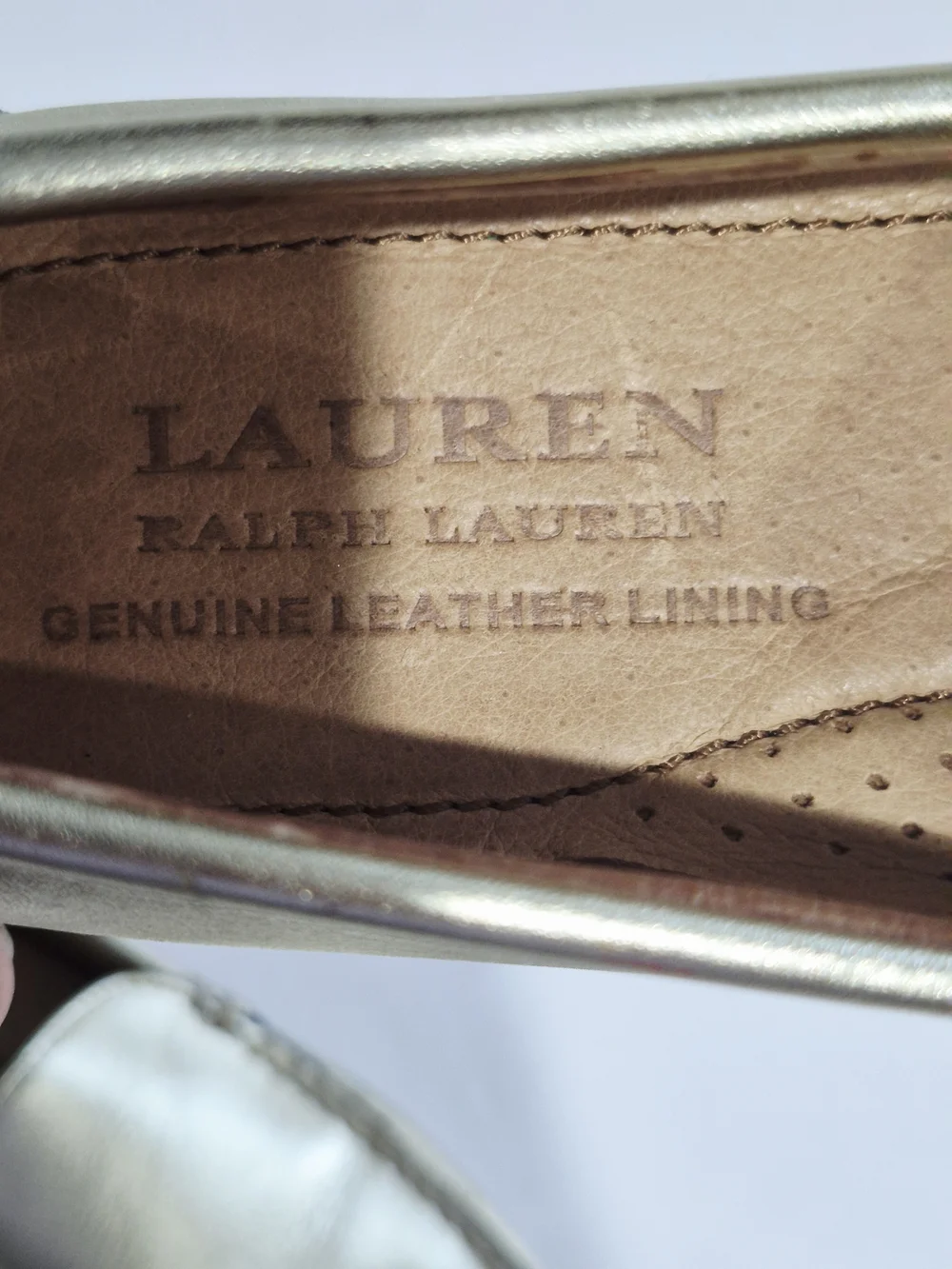 Metallic Gold Leather Driving Loafers for Women Size 6.5